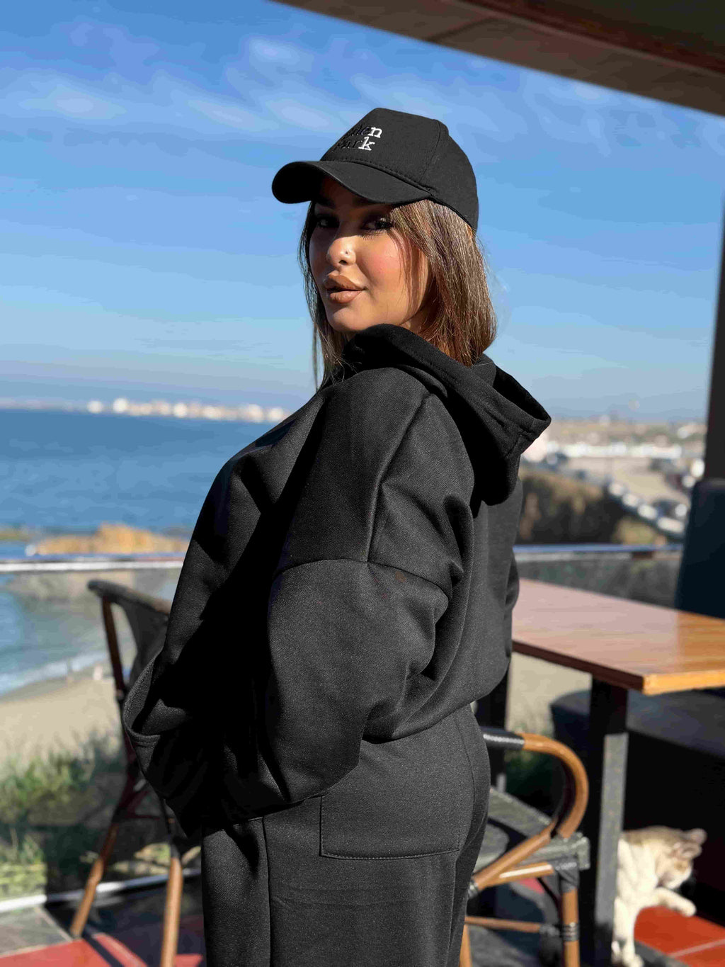 black tracksuit set