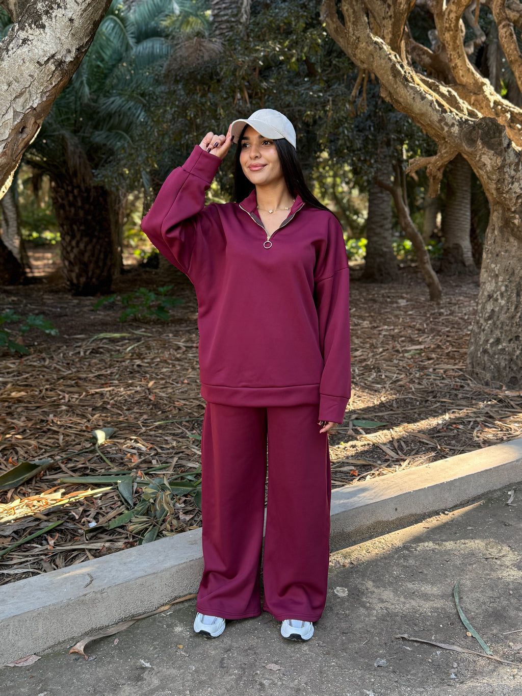 Comfy burgundy baggy set