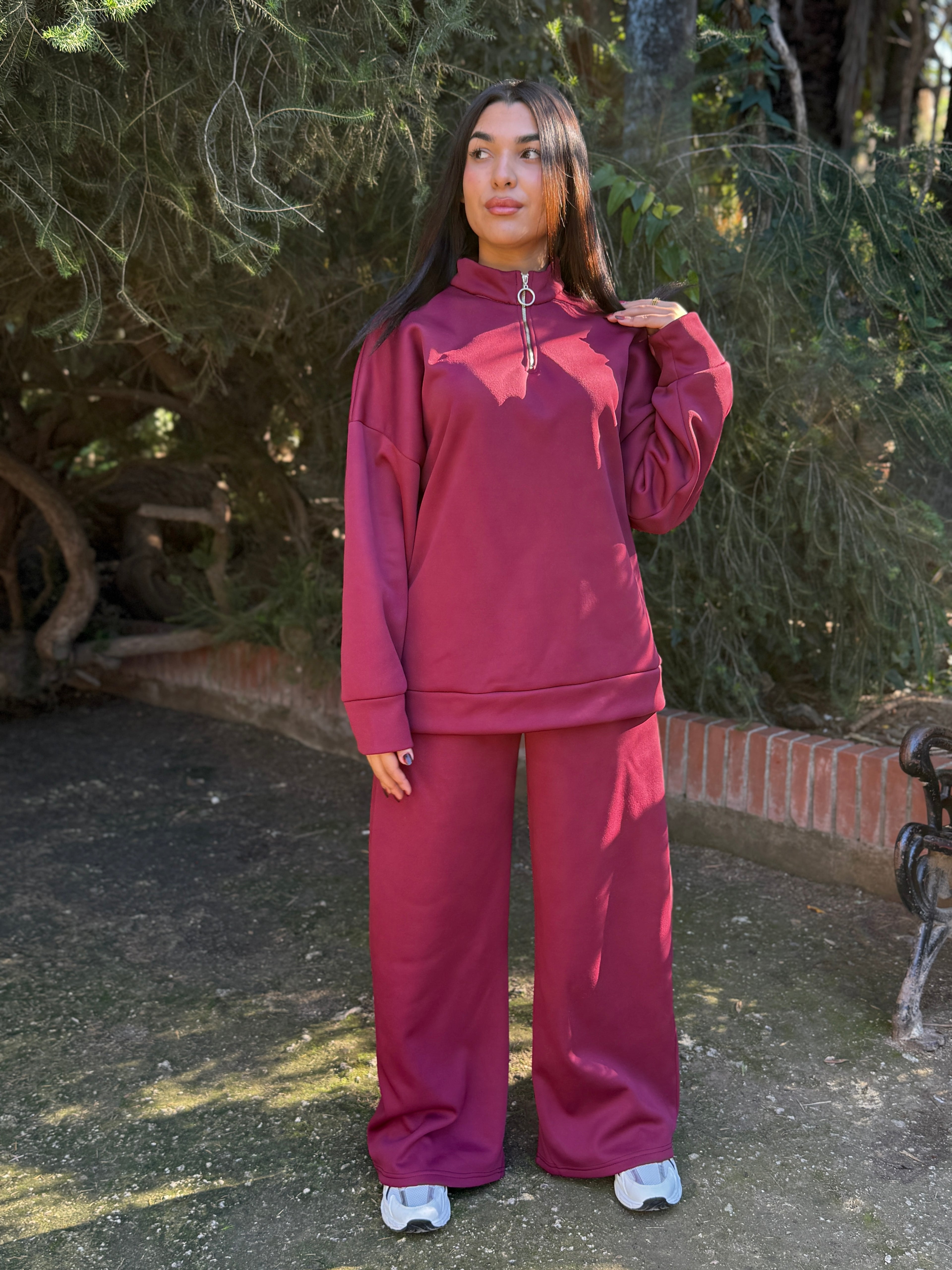 Comfy burgundy baggy set