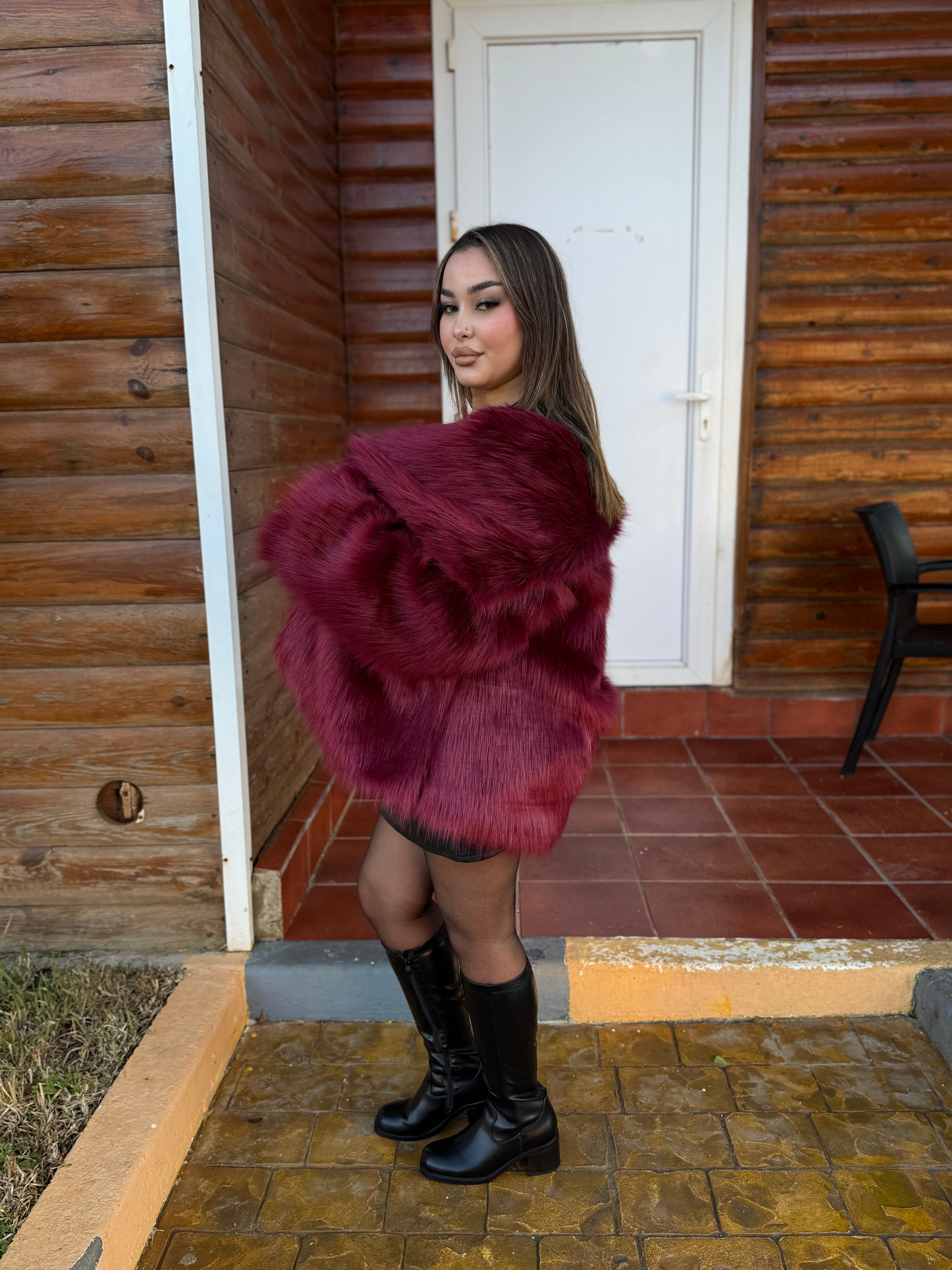 Long burgundy coat