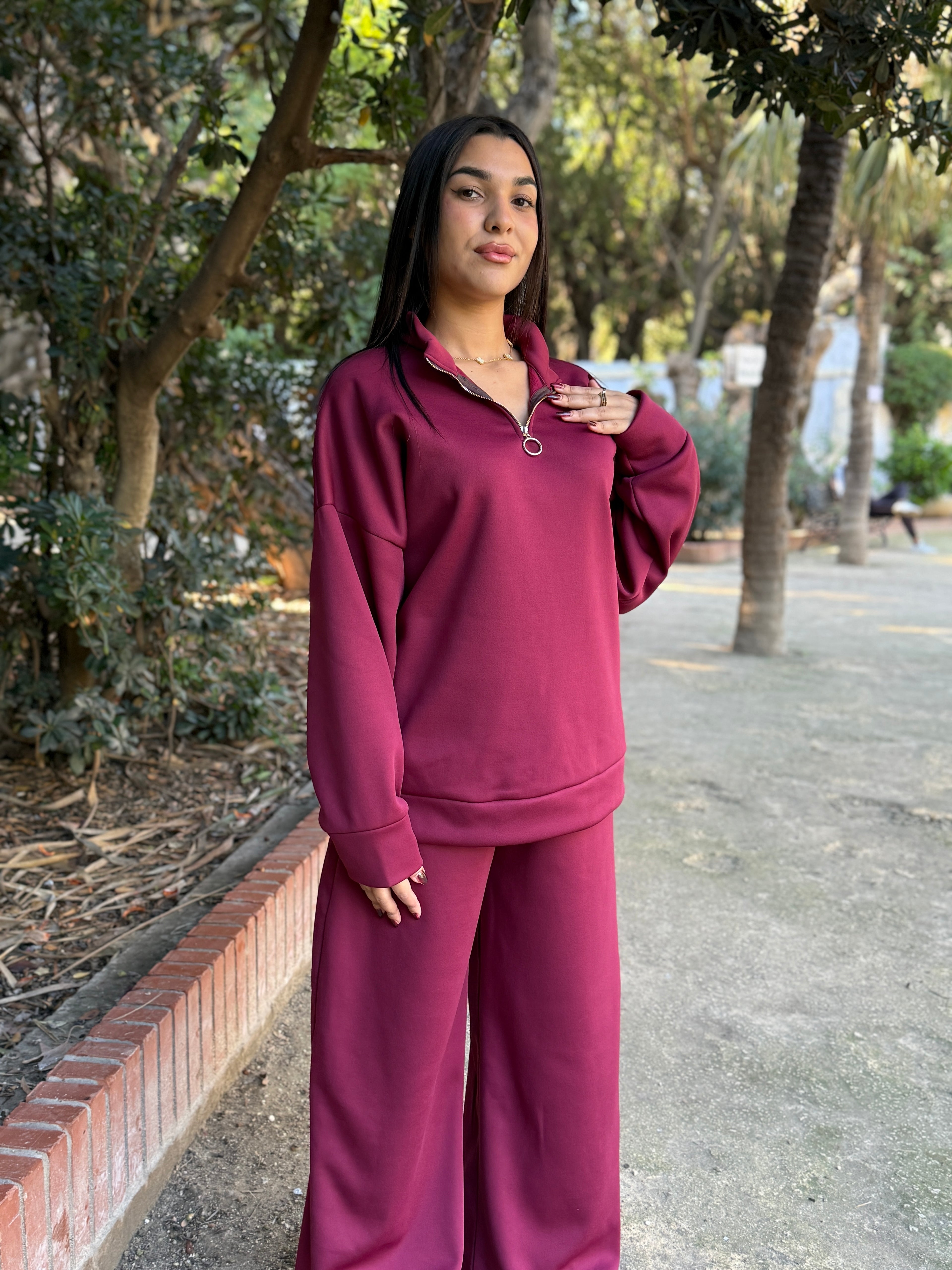 Comfy burgundy baggy set