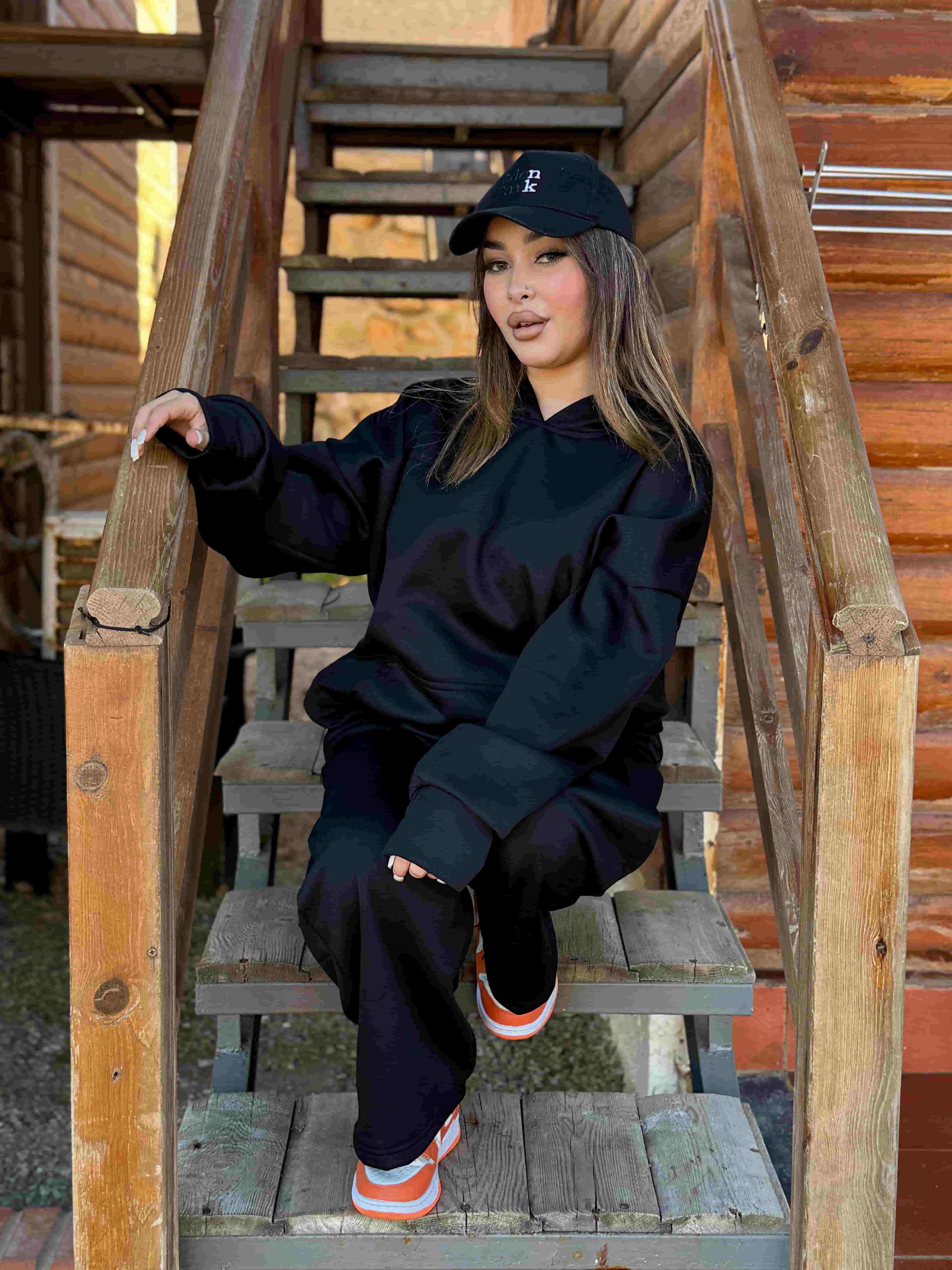 black tracksuit set