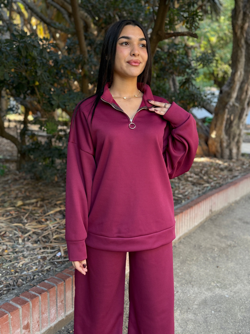 Comfy burgundy baggy set
