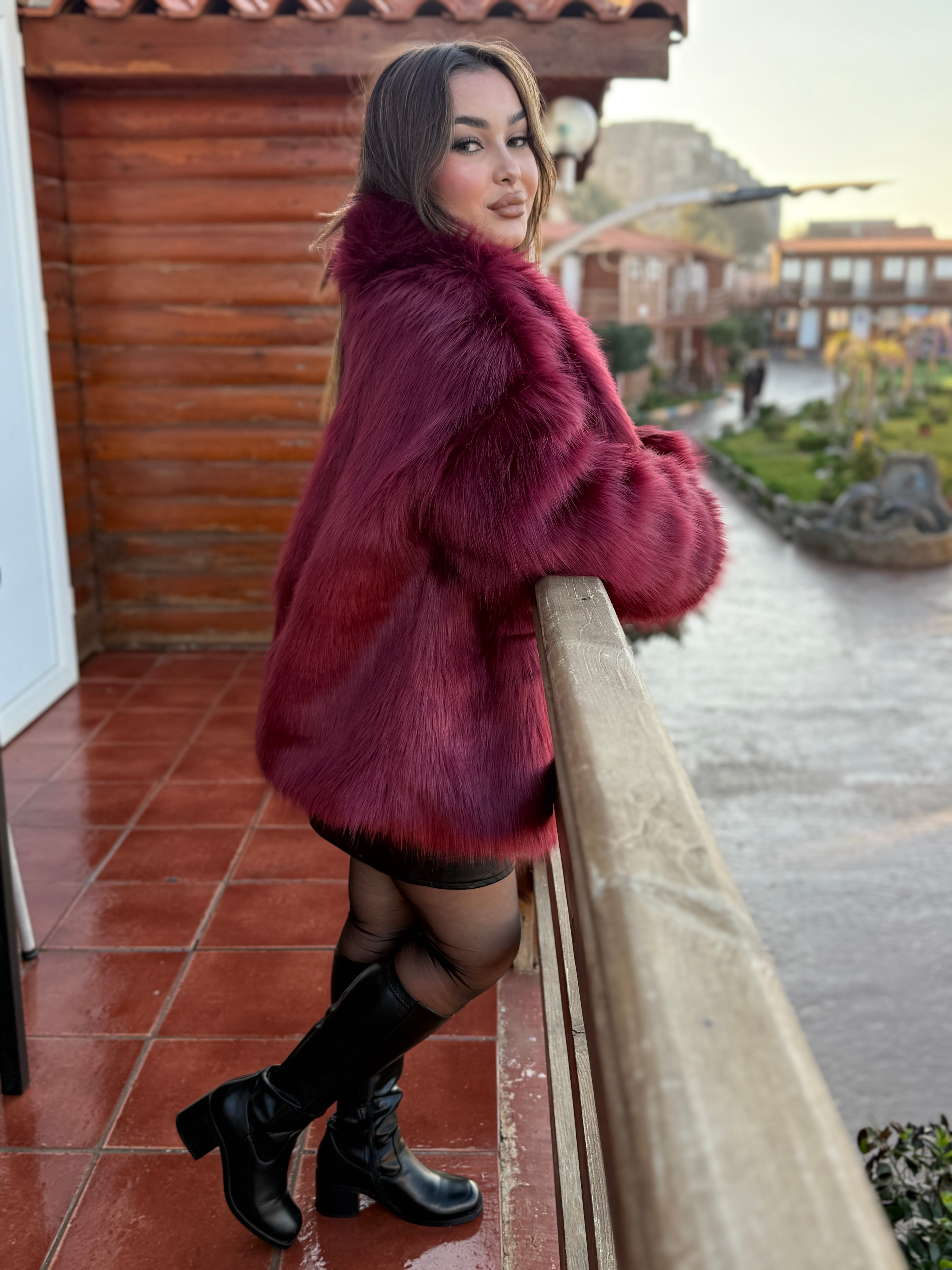 Long burgundy coat