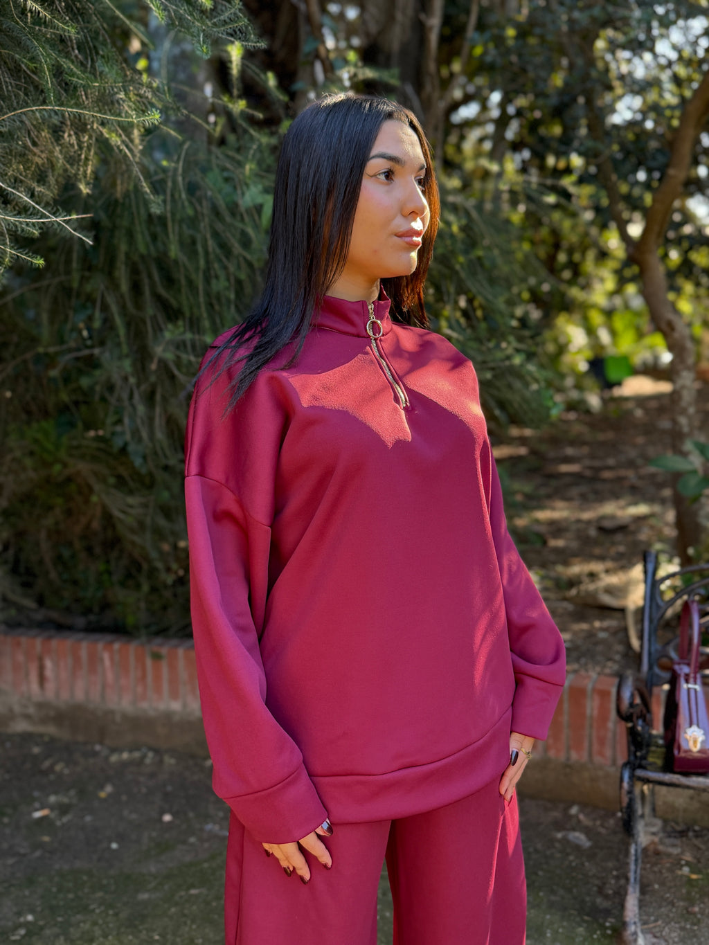 Comfy burgundy baggy set