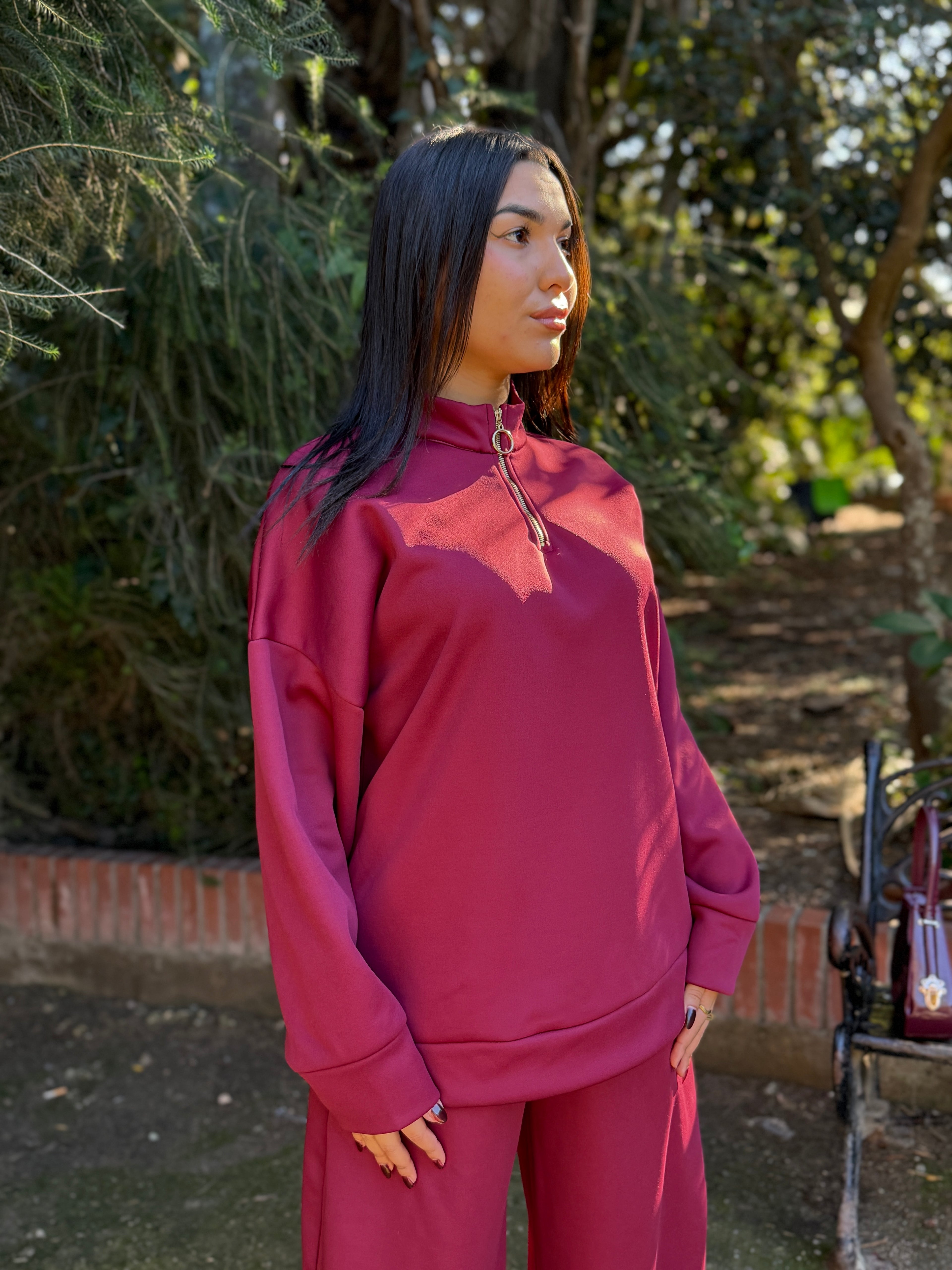 Comfy burgundy baggy set