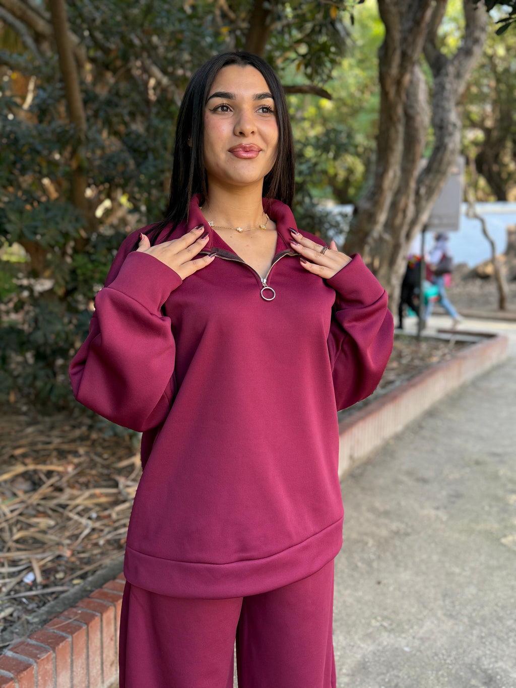 Comfy burgundy baggy set