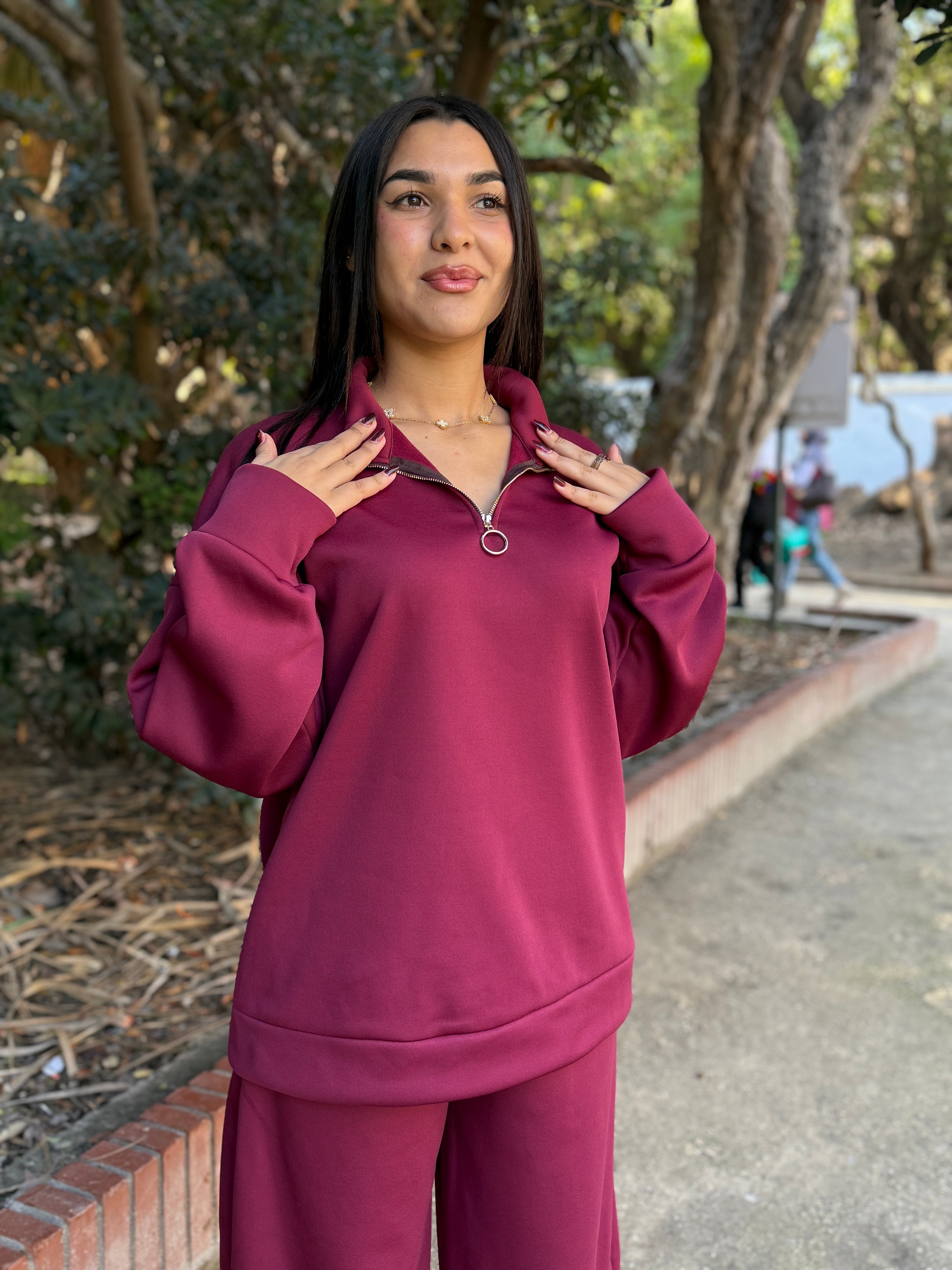 Comfy burgundy baggy set