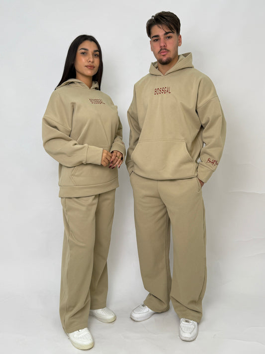 Beige unisex joggers set