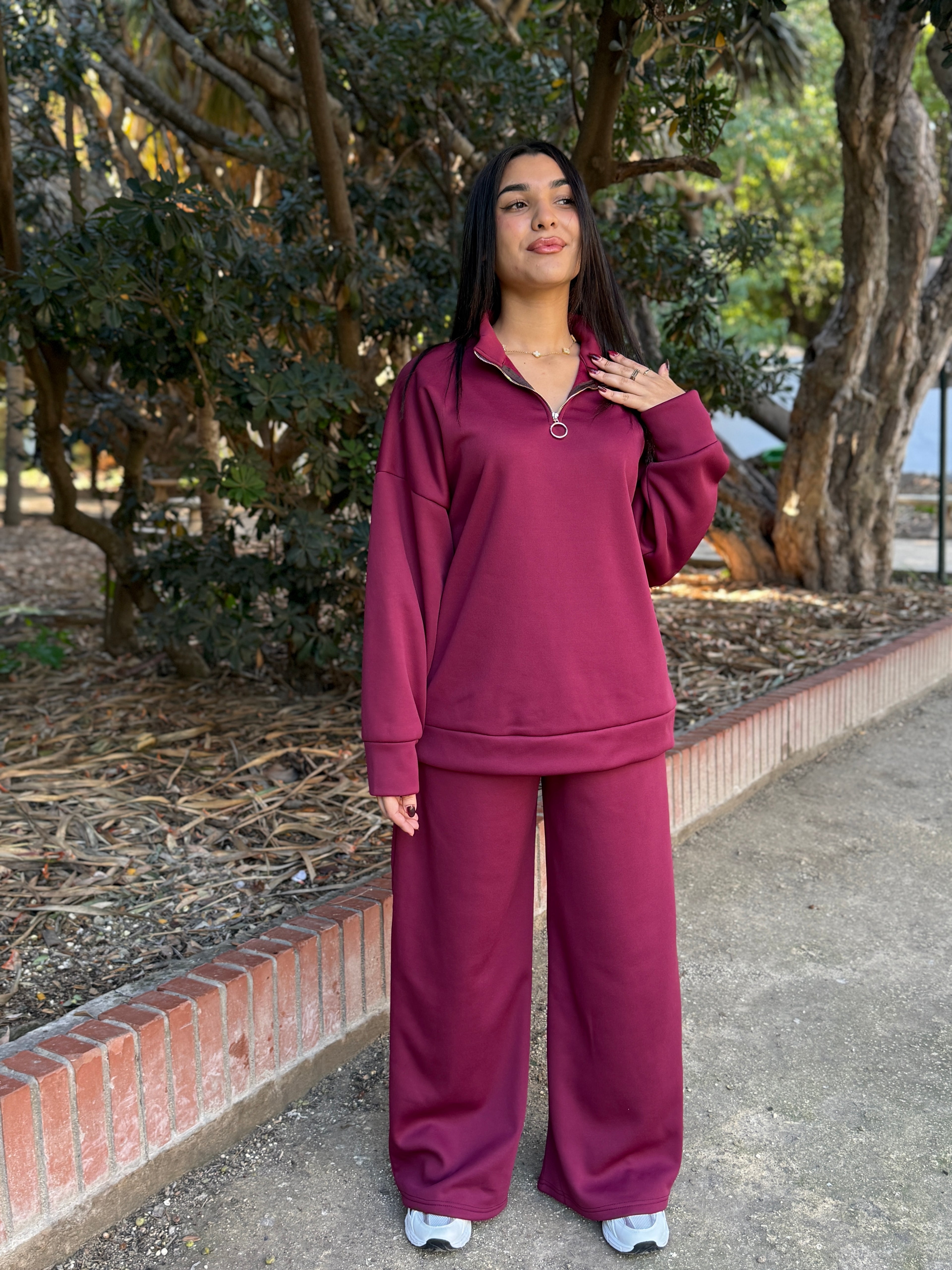Comfy burgundy baggy set