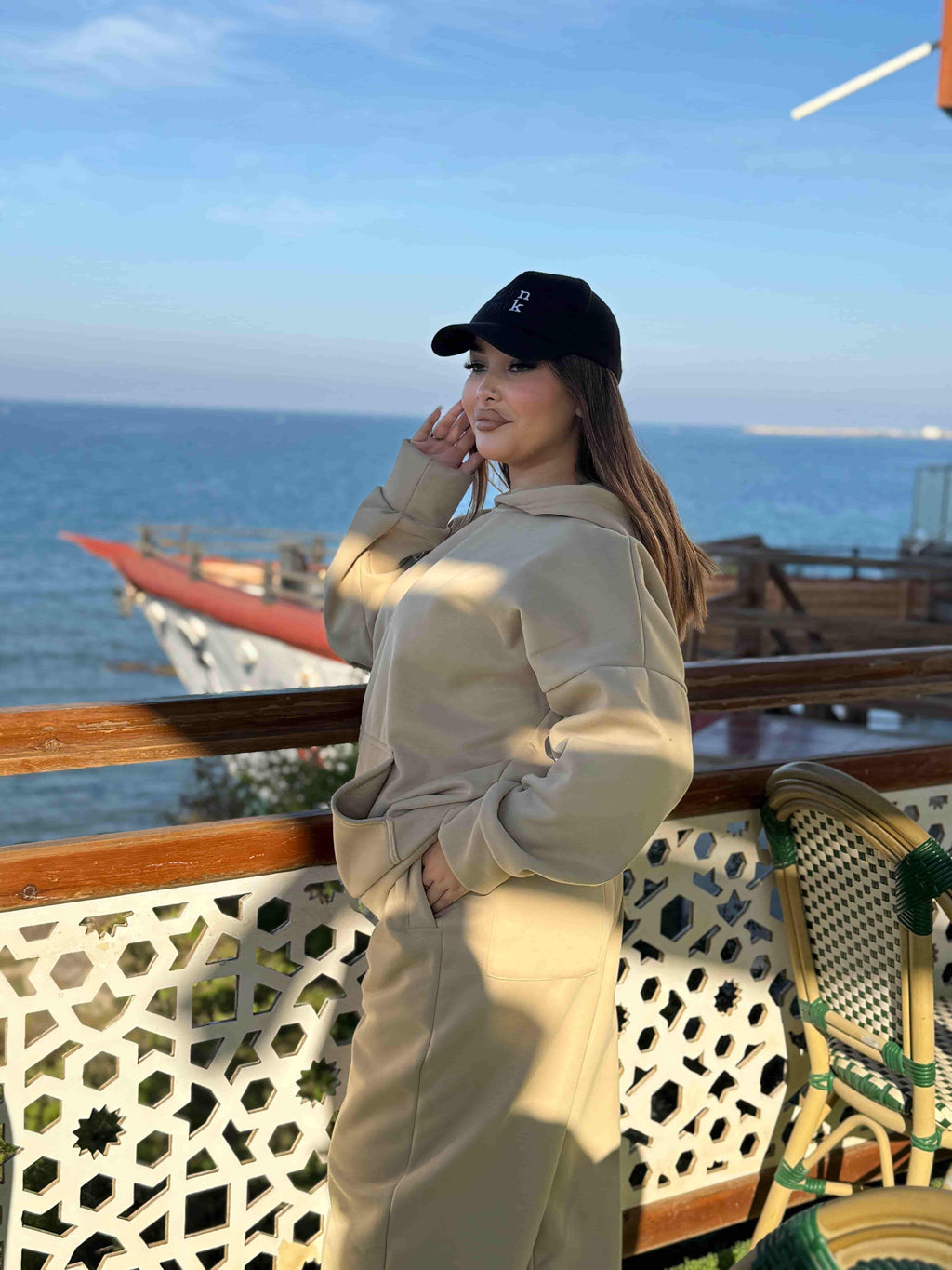 Beige tracksuit set