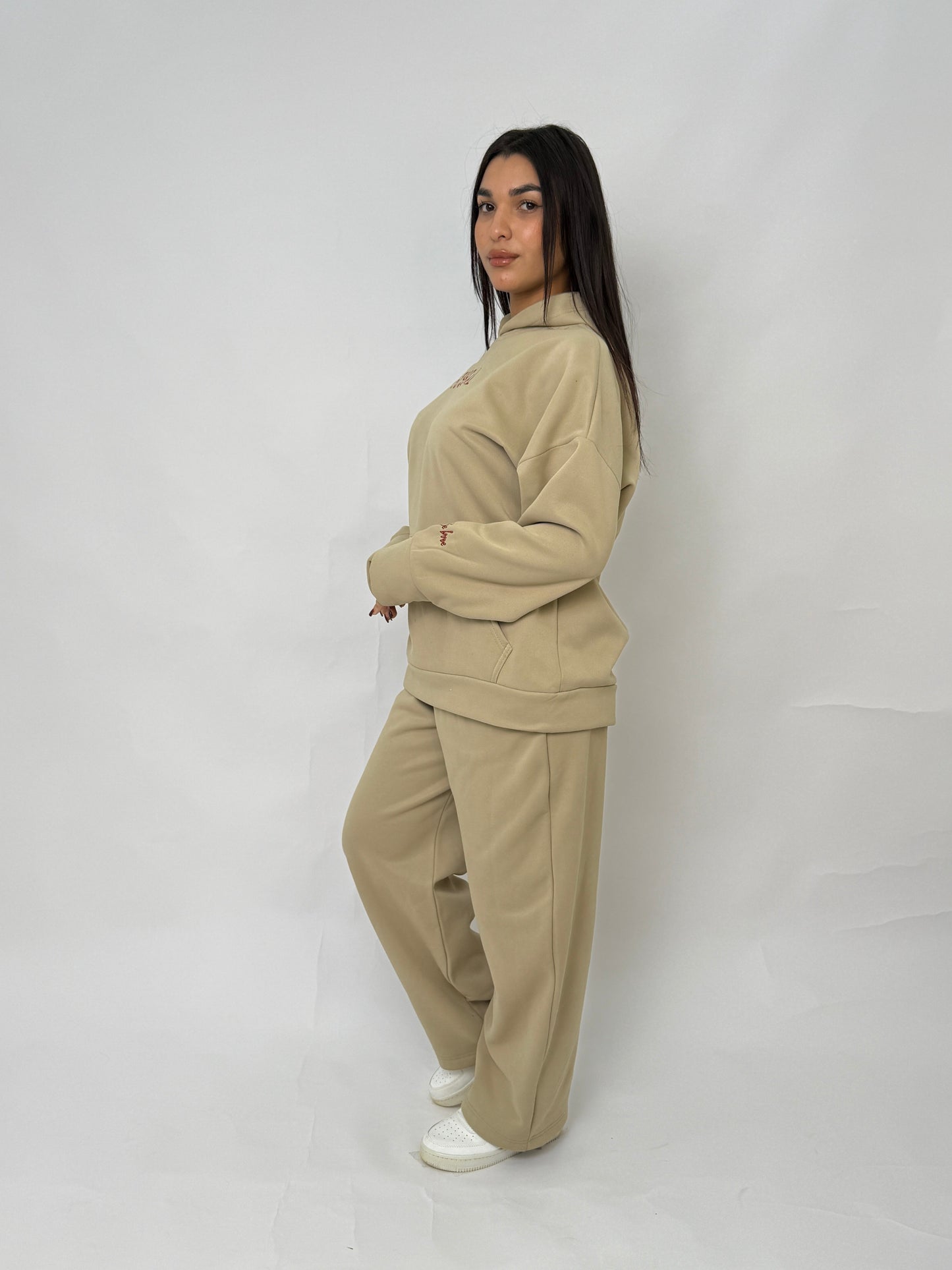 Beige unisex joggers set