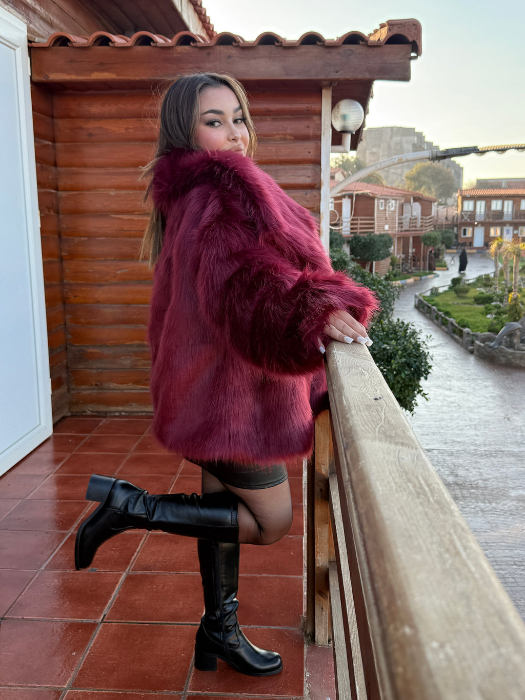 Long burgundy coat