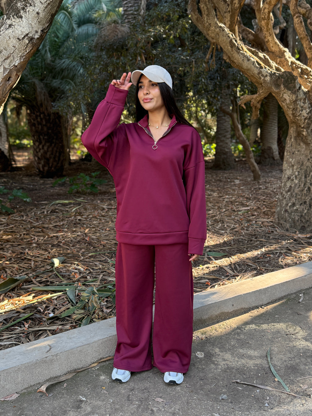 Comfy burgundy baggy set