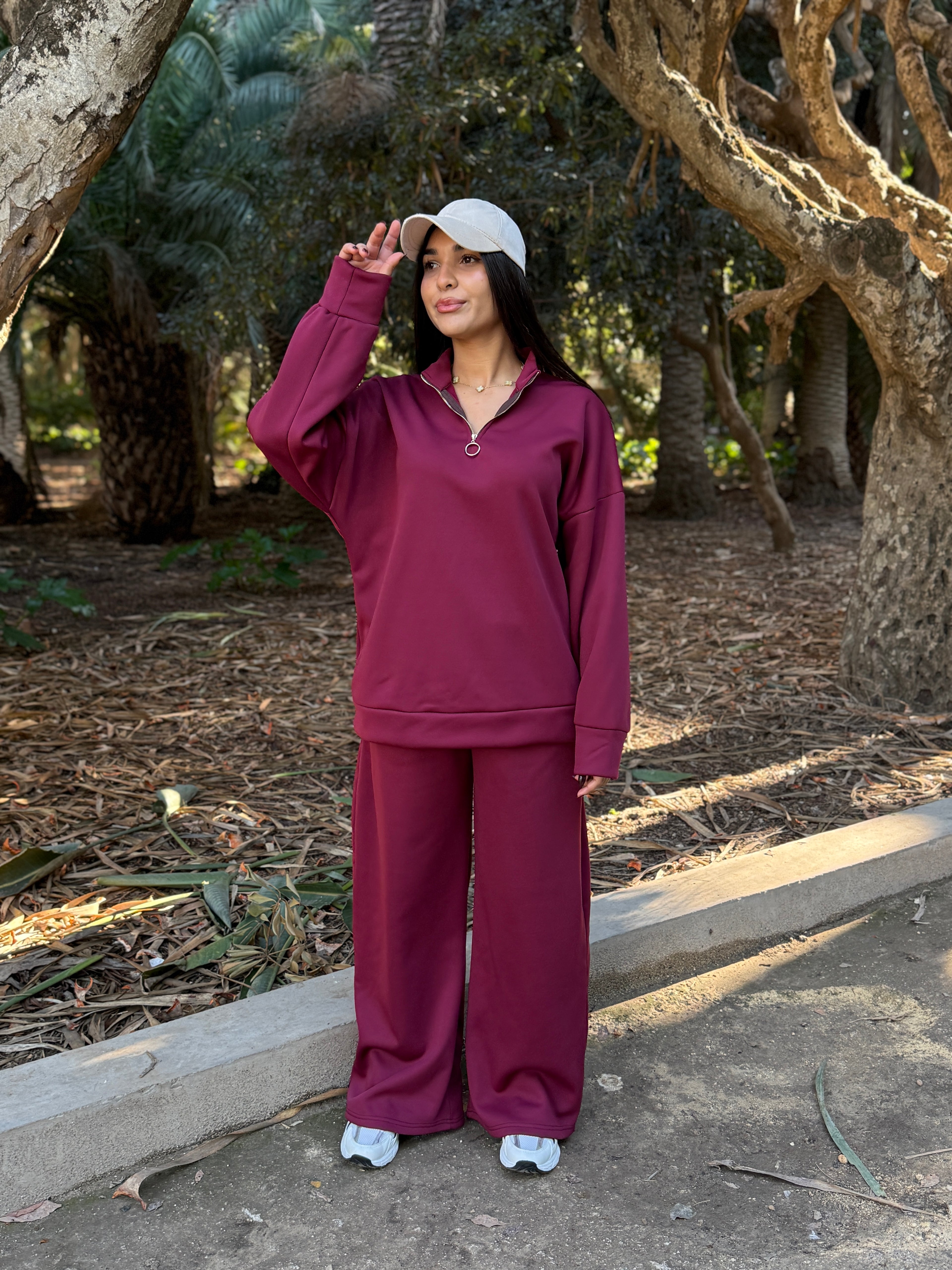 Comfy burgundy baggy set