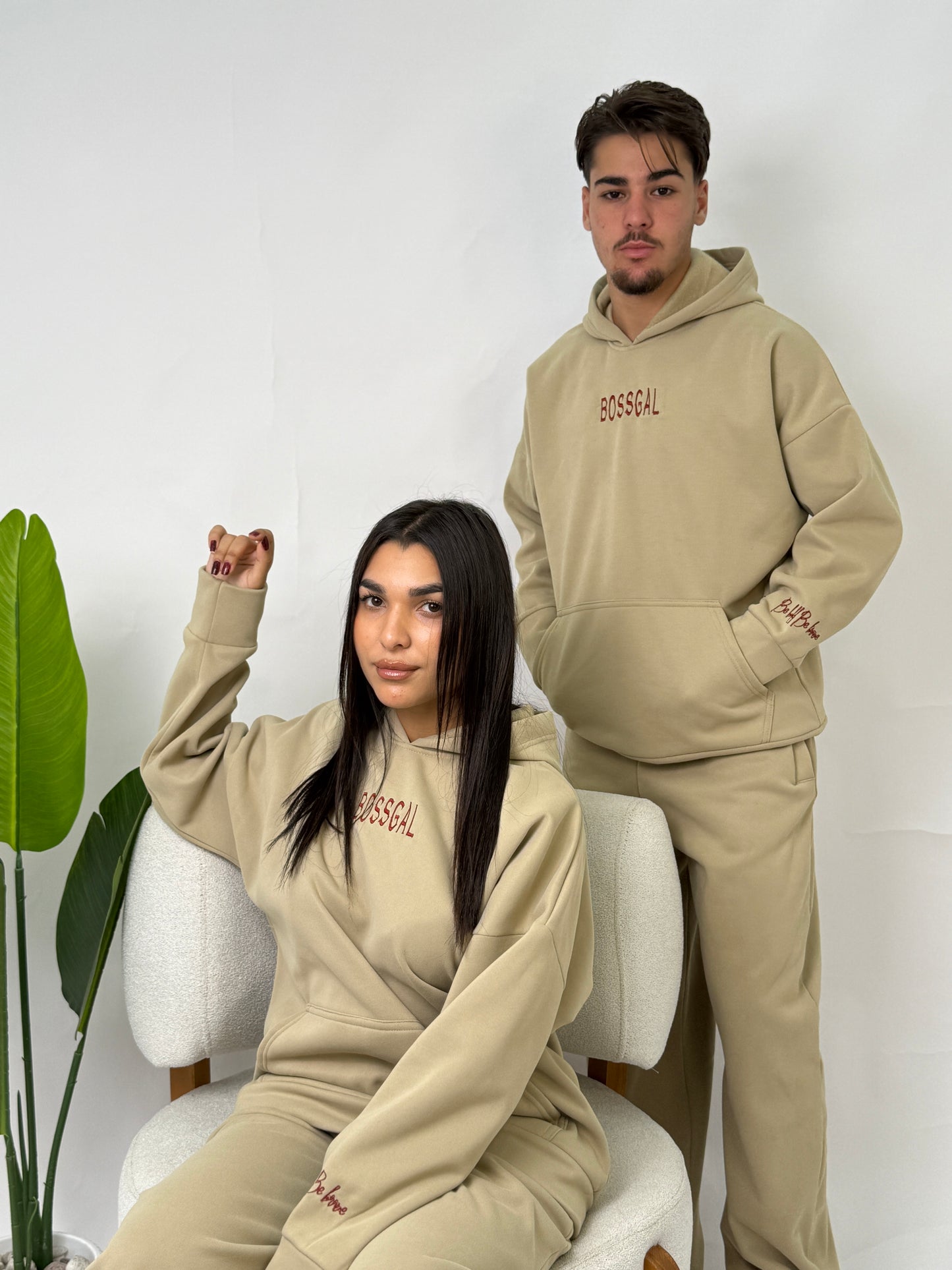 Beige unisex joggers set
