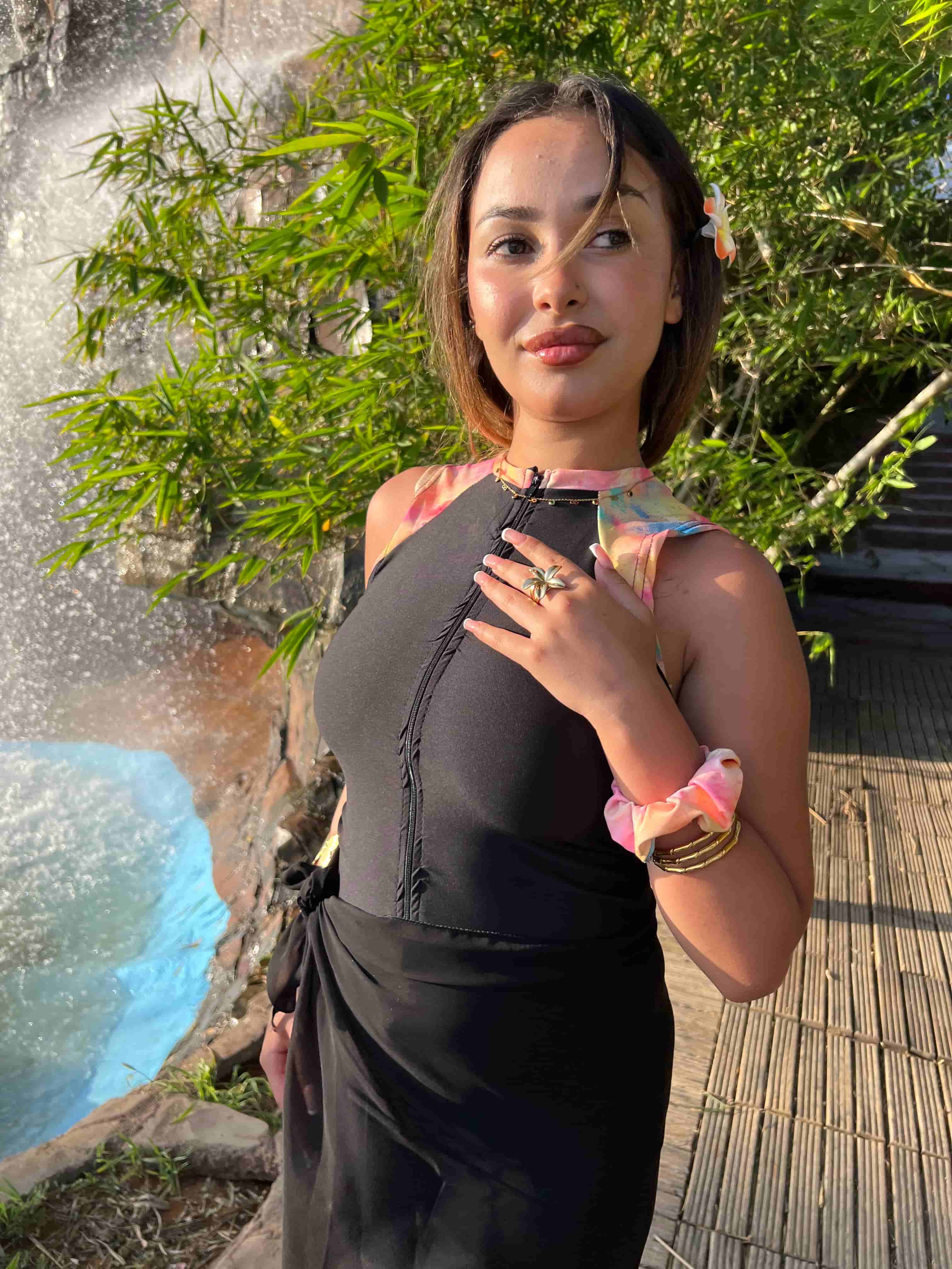 burkini flaminga + pareo foulard noir