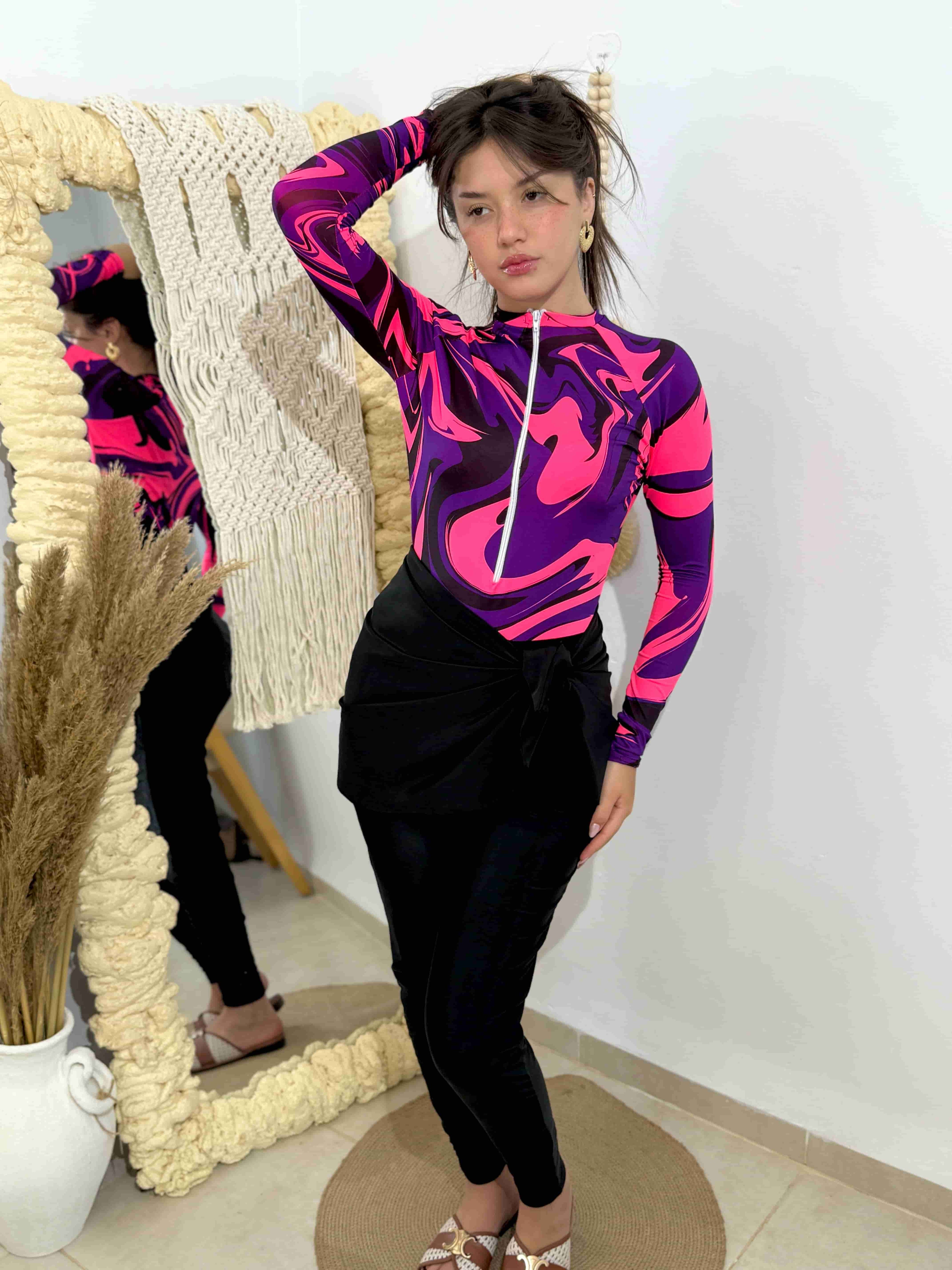 burkini hijab rose + pareo noir