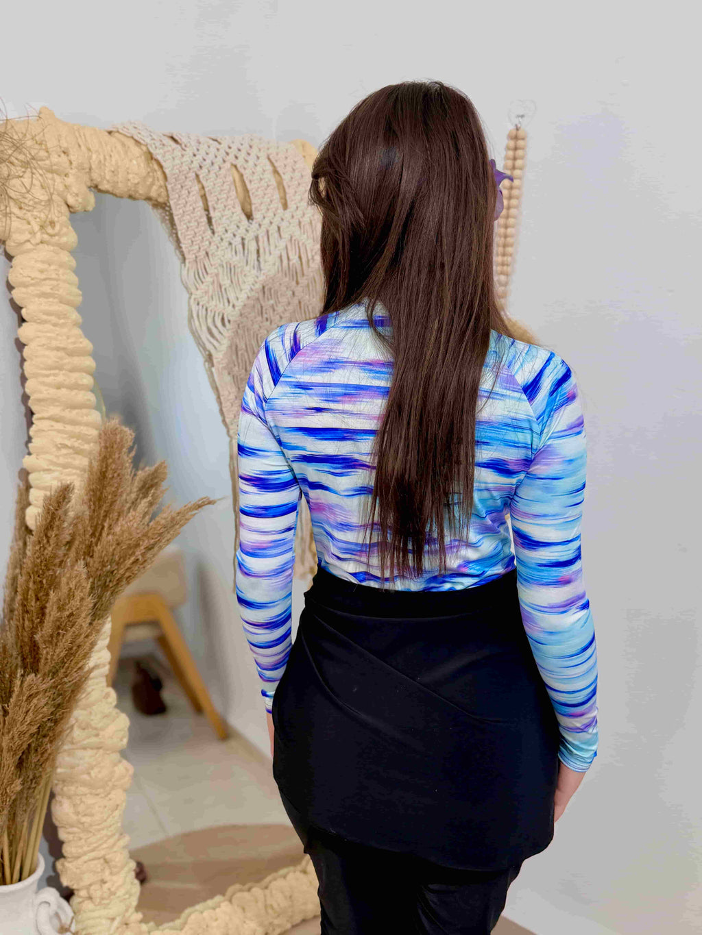 burkini hijab bleu+ pareo noir