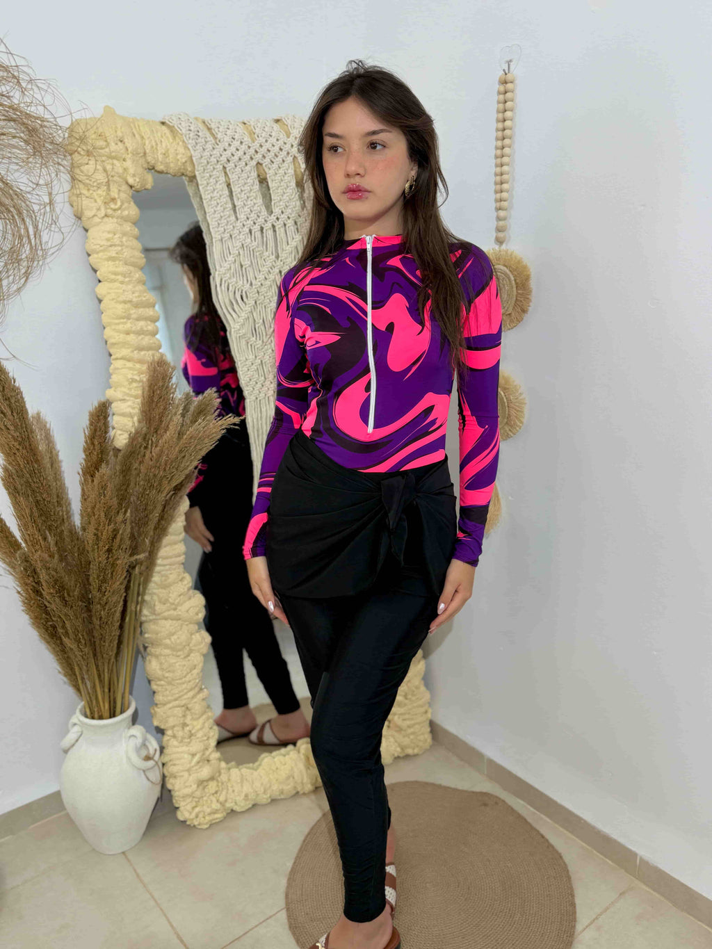burkini hijab rose + pareo noir