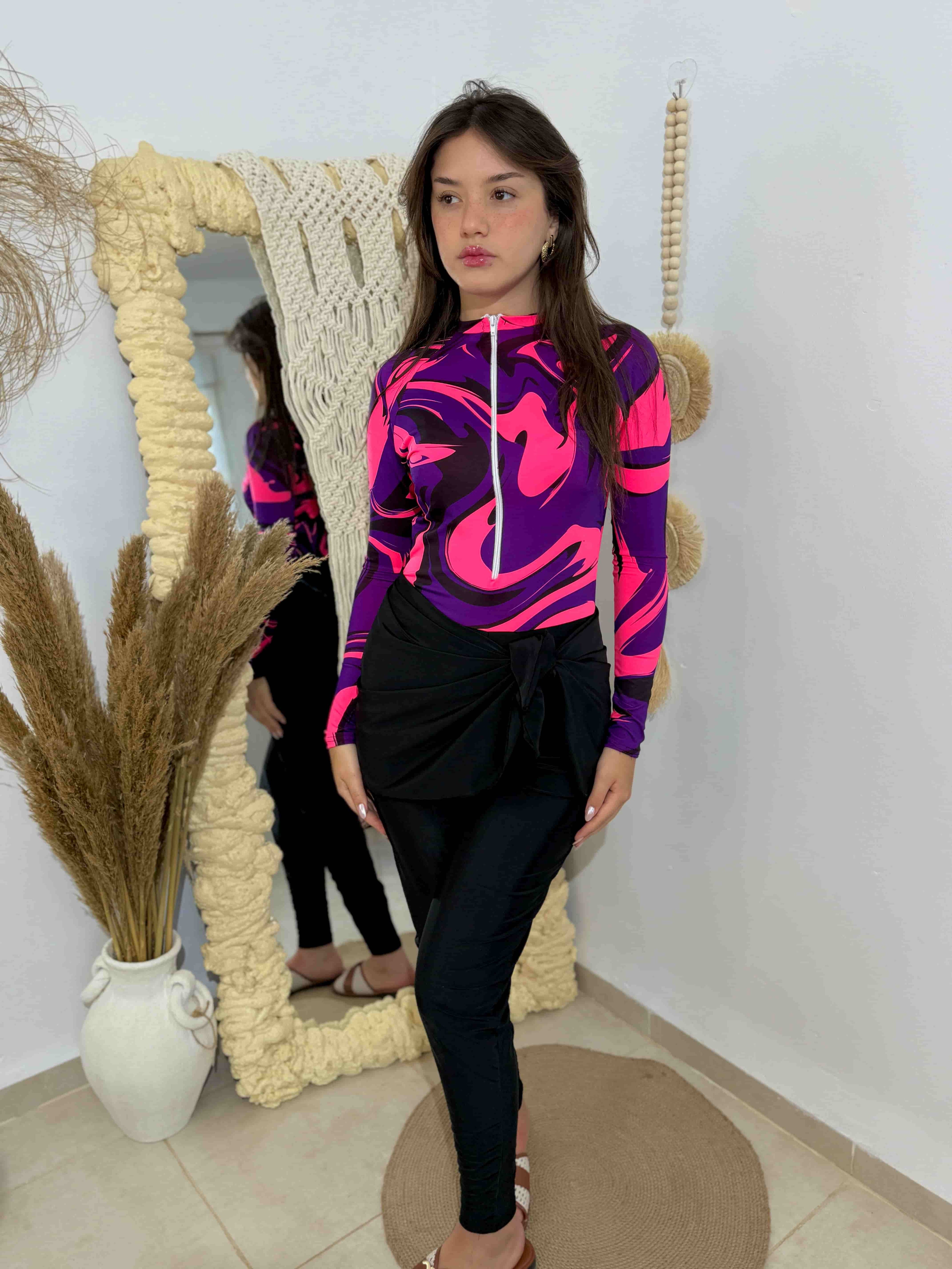 burkini hijab rose + pareo noir