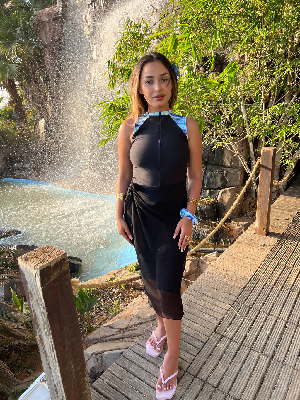 burkini aqua + pareo noir