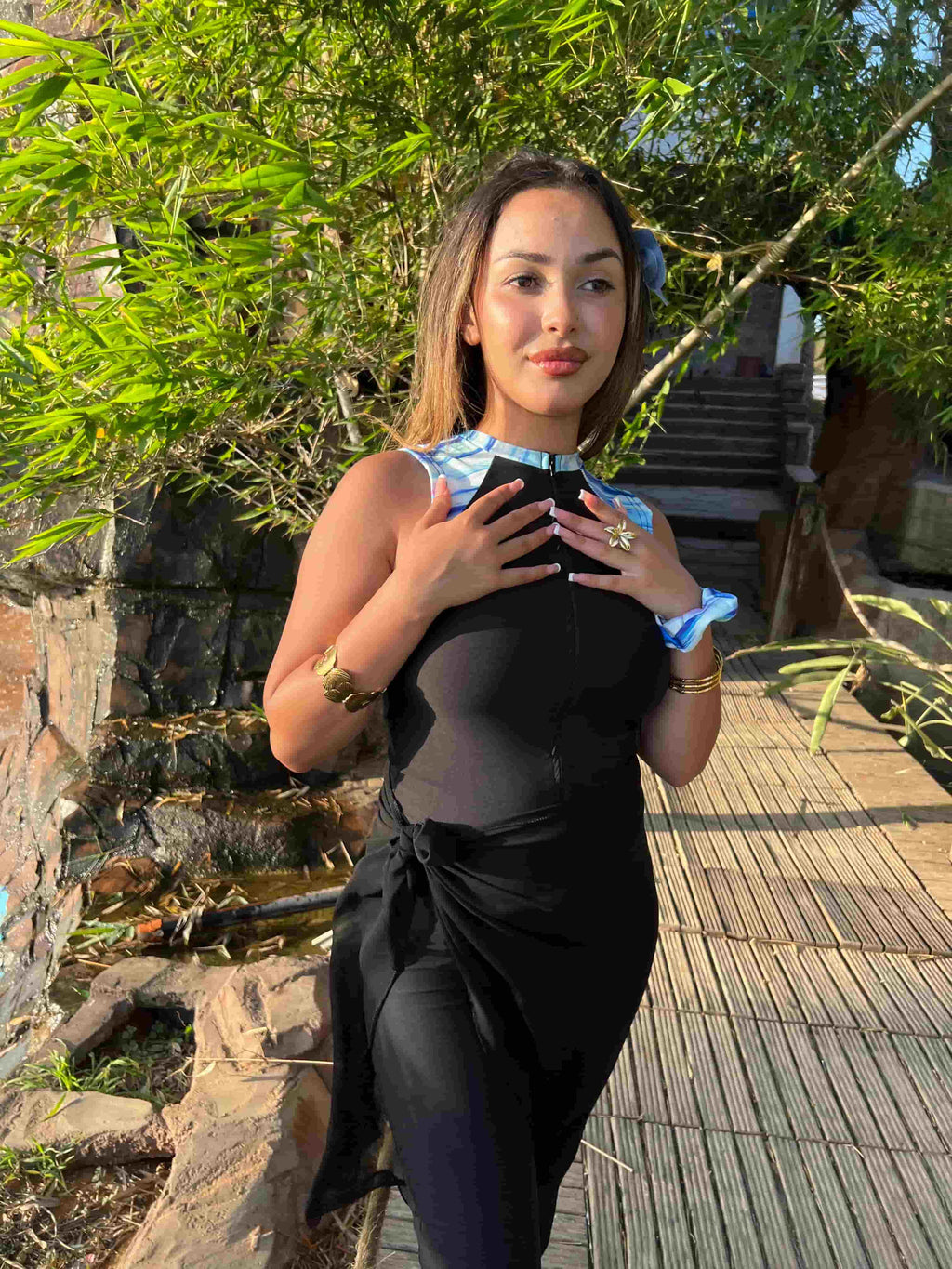 burkini aqua + pareo noir