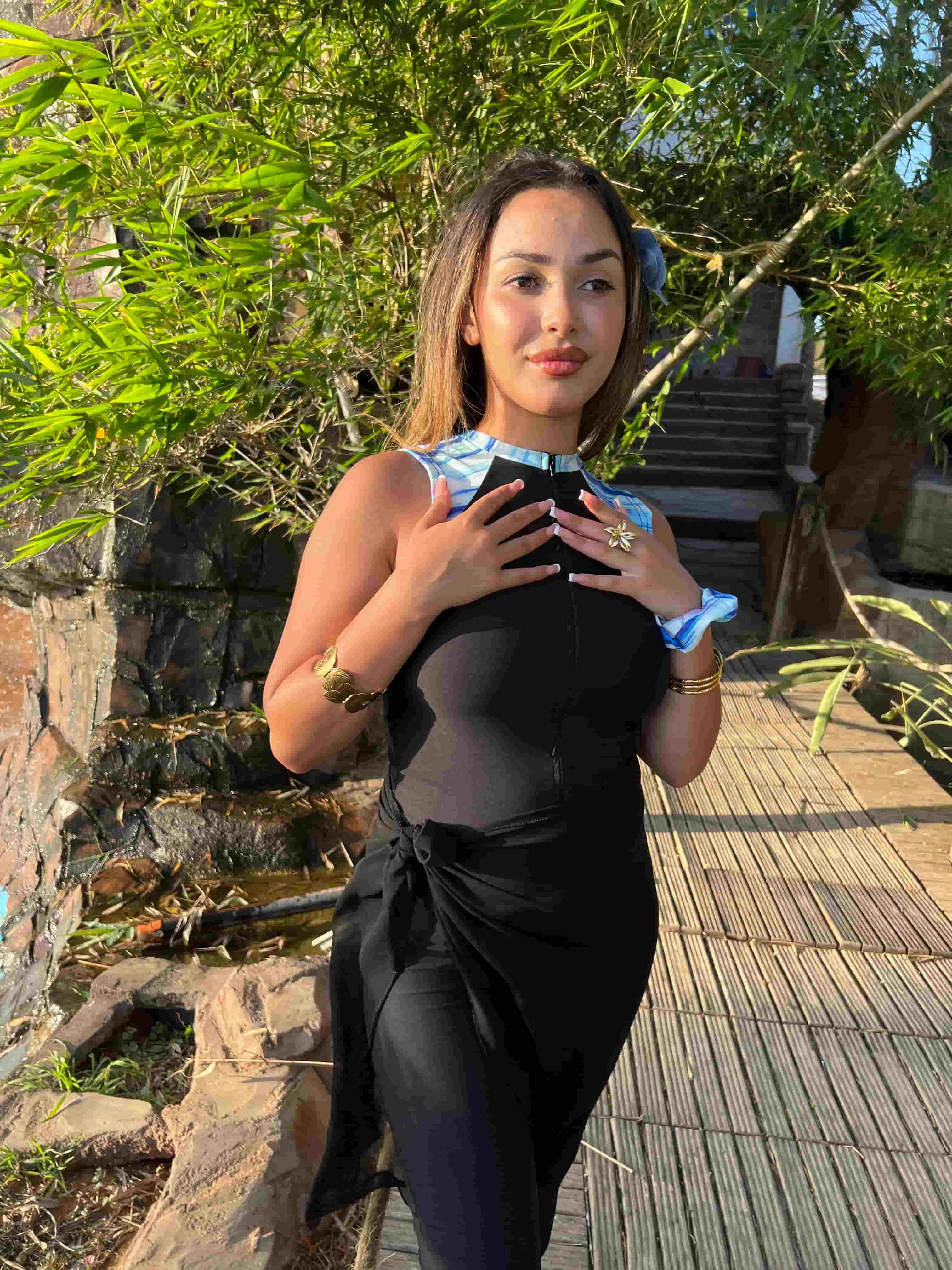 burkini aqua + pareo noir
